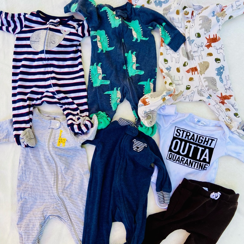Lot of 5 Footies/ Sleep and Play and Bodysuit with Matching Pants (3 months)